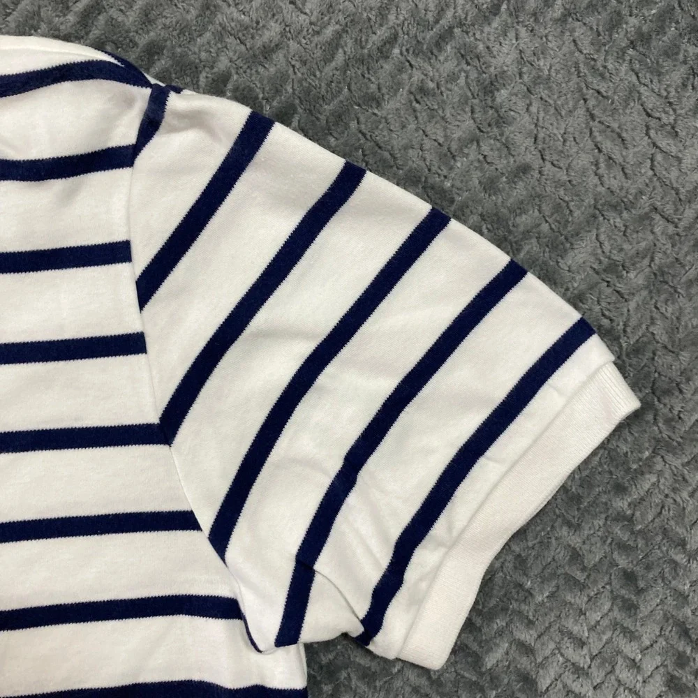 Polo Ralph Lauren Polo Shirt Mens L Striped White Navy Blue